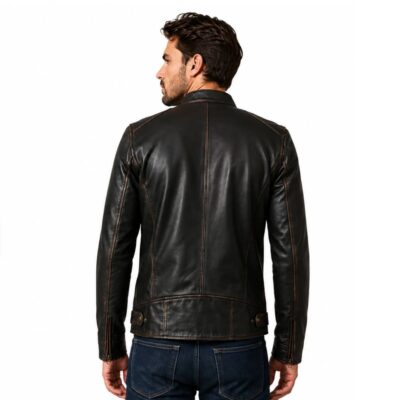 Dodge Mens Dark Brown Rub-Off Leather Jacket