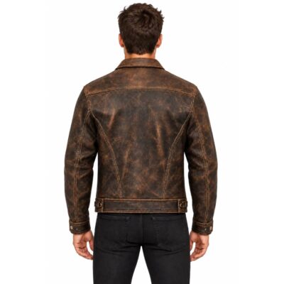 Mens Vintage Fashion Trucker Leather Jacket