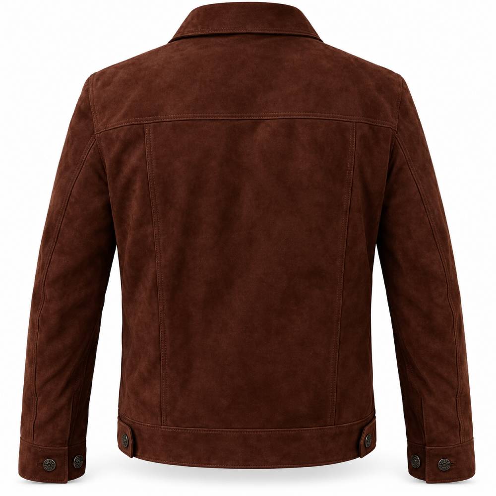 Mens Western Style Trucker Suede Leather Jacket - Image 18