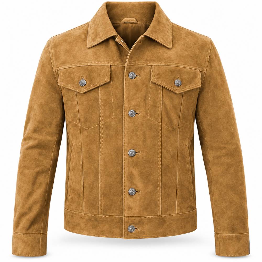Brown Trucker Suede Leather Jacket