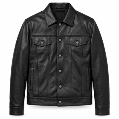 Fashion Trucker Black Leather Jacket