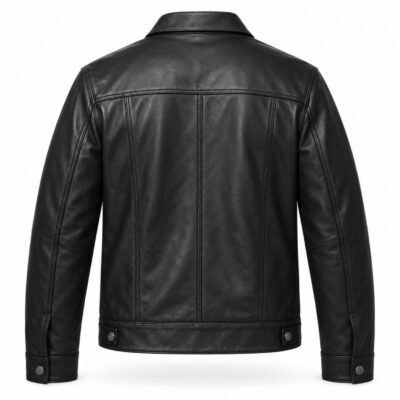 Fashion Trucker Black Leather Jacket